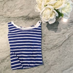 Navy Blue and White Striped Crop Top